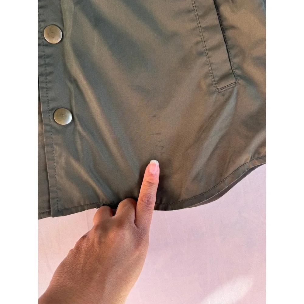 Old Navy Boys Olive Green Bomber Jacket Size M 8‎ Snap Button Varsity Coat Kids
